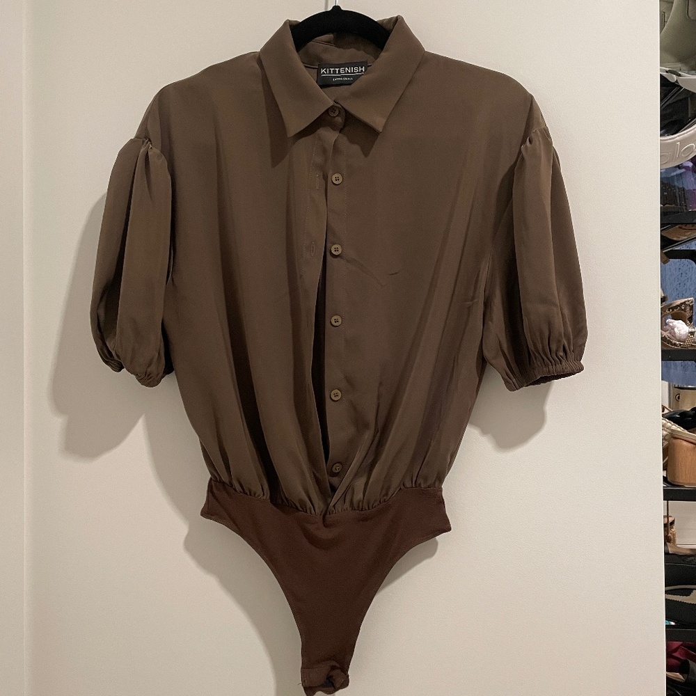 Brown Toned Collared Body Suit
